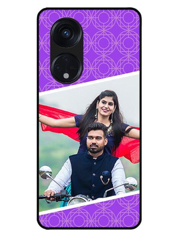 Custom Oppo Reno 8T 5G Custom Glass Phone Case - Violet Pattern Design