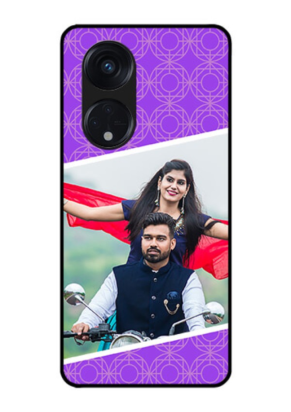 Oppo Reno 8T 5G Custom Glass Phone Case - Violet Pattern Design