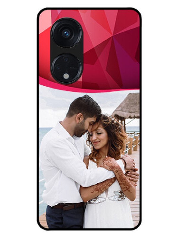 Custom Oppo Reno 8T 5G Custom Glass Mobile Case - Red Abstract Design