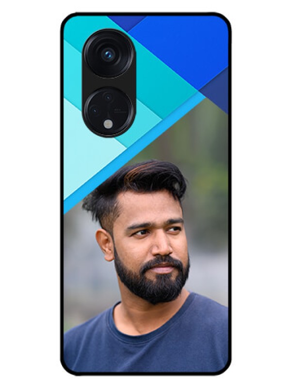 Custom Oppo Reno 8T 5G Custom Glass Phone Case - Blue Pattern Design