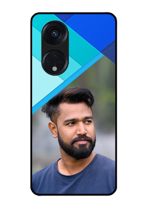 Oppo Reno 8T 5G Custom Glass Phone Case - Blue Pattern Design