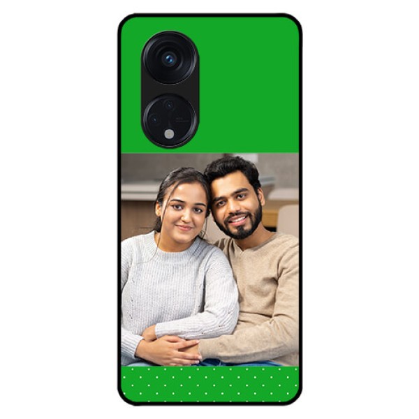 Oppo Reno 8T 5G Personalized Glass Phone Case - Green Pattern Design