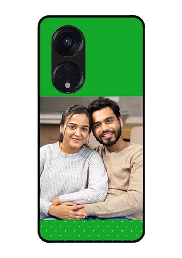 Oppo Reno 8T 5G Personalized Glass Phone Case - Green Pattern Design