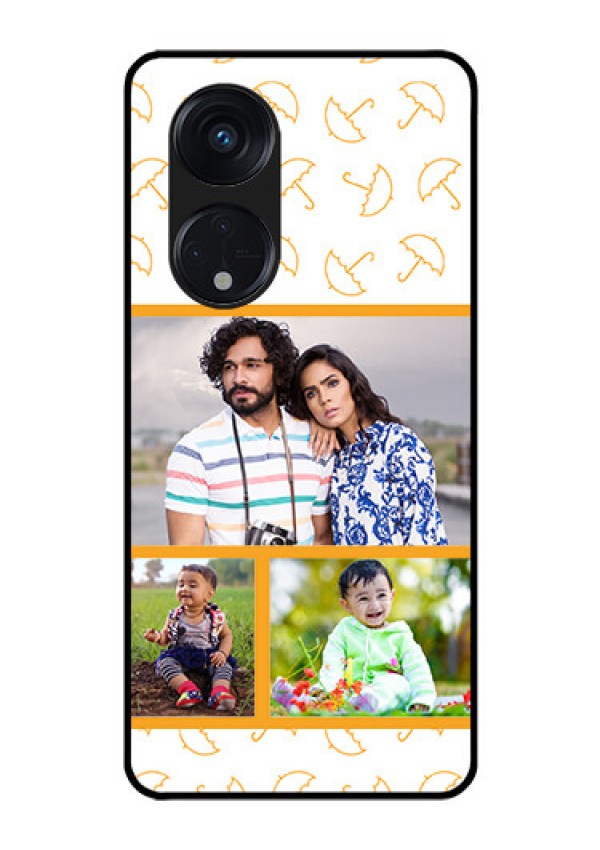 Oppo Reno 8T 5G Custom Glass Mobile Case - Yellow Pattern Design