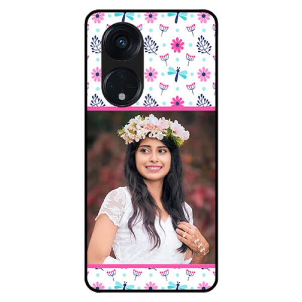 Oppo Reno 8T 5G Photo Printing on Glass Case - Colorful Flower Design