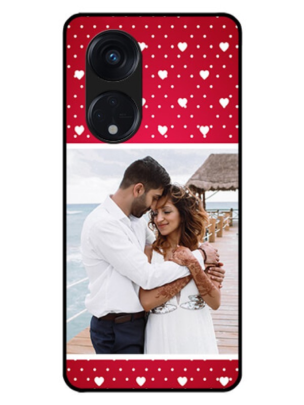 Custom Oppo Reno 8T 5G Photo Printing on Glass Case - Hearts Mobile Case Design