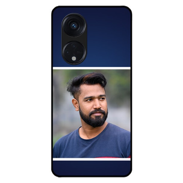 Oppo Reno 8T 5G Personalized Glass Phone Case - Simple Royal Blue Design Oppo Reno 8T 5G Personalized Glass Phone Case - Simple Royal Blue Design