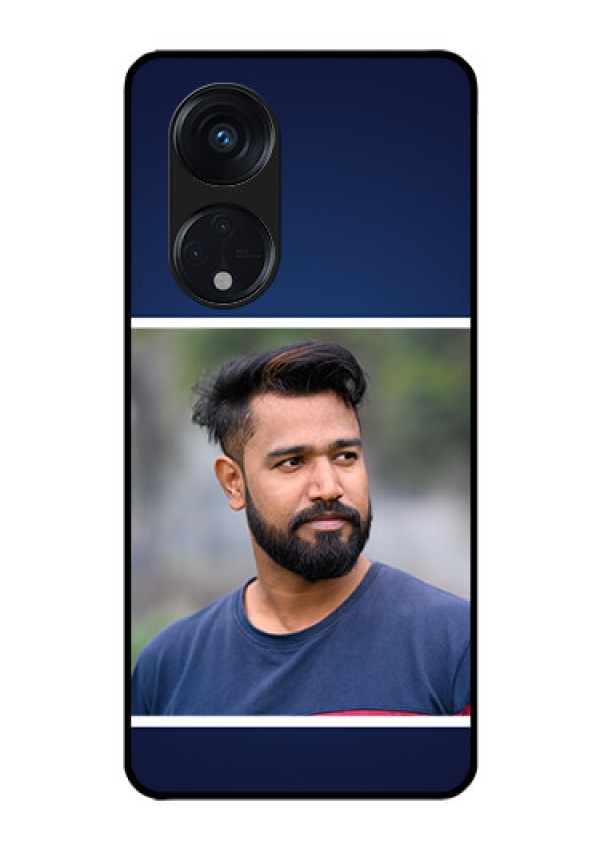 Oppo Reno 8T 5G Personalized Glass Phone Case - Simple Royal Blue Design