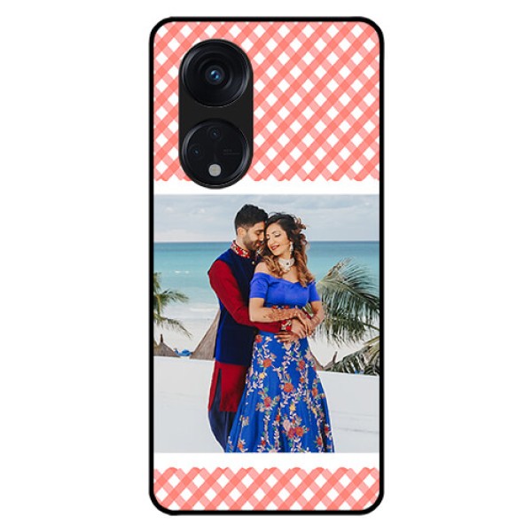 Oppo Reno 8T 5G Personalized Glass Phone Case - Pink Pattern Design