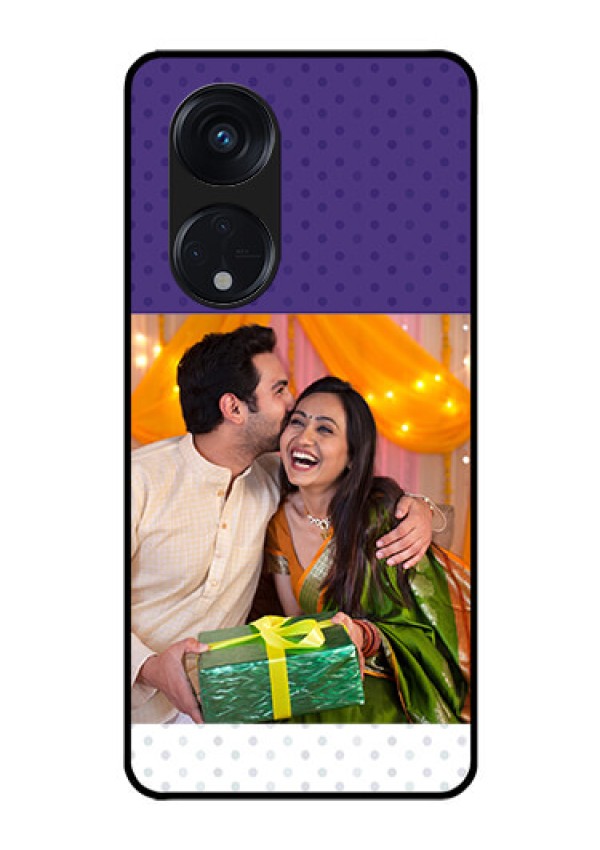 Oppo Reno 8T 5G Personalized Glass Phone Case - Violet Pattern Design
