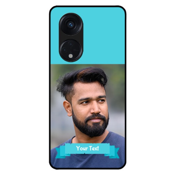 Oppo Reno 8T 5G Personalized Glass Phone Case - Simple Blue Color Design Oppo Reno 8T 5G Personalized Glass Phone Case - Simple Blue Color Design