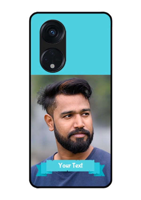 Oppo Reno 8T 5G Personalized Glass Phone Case - Simple Blue Color Design