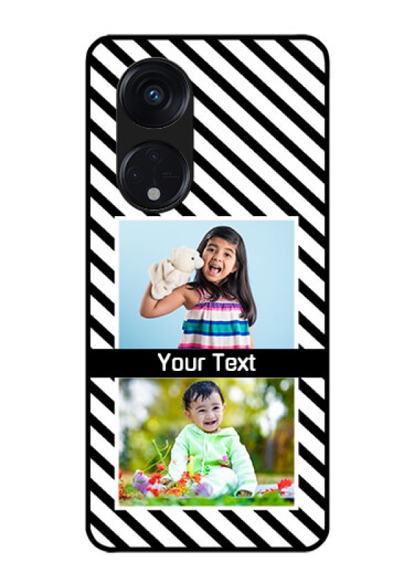 Oppo Reno 8T 5G Photo Printing on Glass Case - Black And White Stripes Design