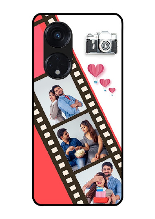 Oppo Reno 8T 5G Personalized Glass Phone Case - 3 Image Holder with Film Reel