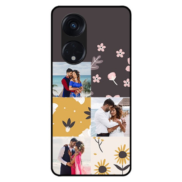 Oppo Reno 8T 5G Photo Printing on Glass Case - 3 Images with Floral Design Oppo Reno 8T 5G Photo Printing on Glass Case - 3 Images with Floral Design