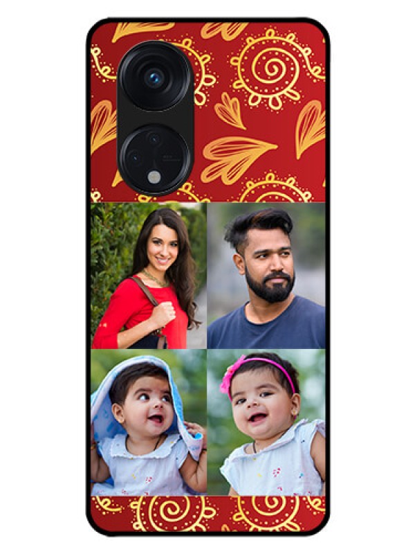 Custom Oppo Reno 8T 5G Photo Printing on Glass Case - 4 Image Traditional Design
