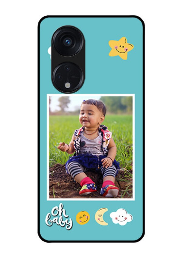 Oppo Reno 8T 5G Personalized Glass Phone Case - Smiley Kids Stars Design