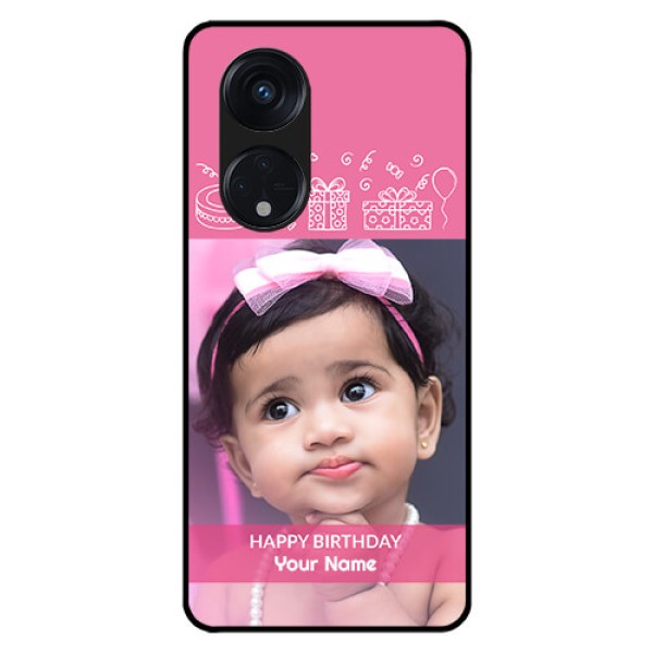 Oppo Reno 8T 5G Photo Printing on Glass Case - with Birthday Line Art Design Oppo Reno 8T 5G Photo Printing on Glass Case - with Birthday Line Art Design