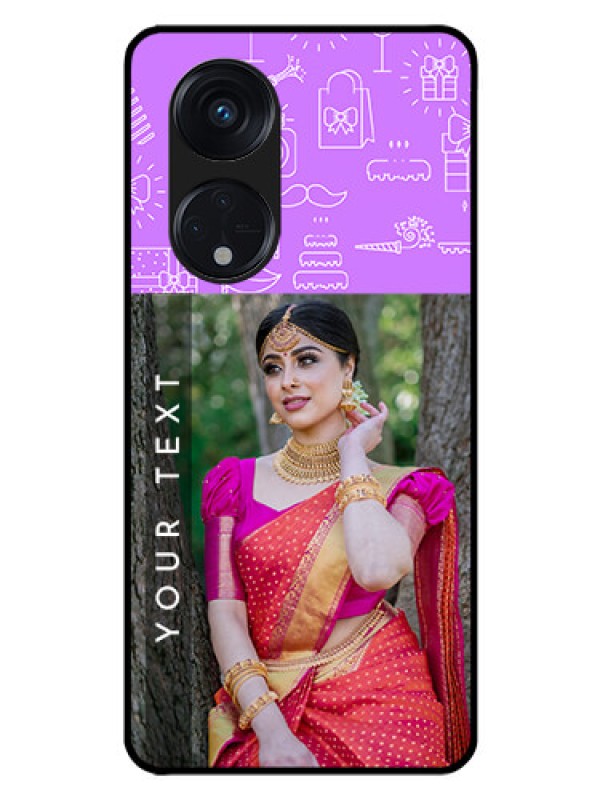 Custom Oppo Reno 8T 5G Custom Glass Mobile Case - Birthday Icons Design