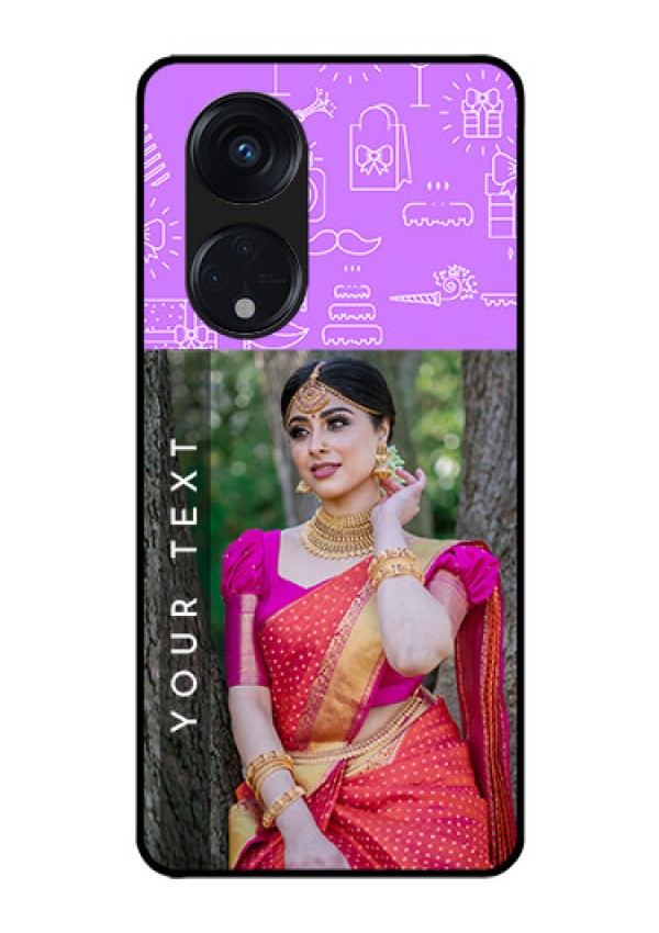Oppo Reno 8T 5G Custom Glass Mobile Case - Birthday Icons Design