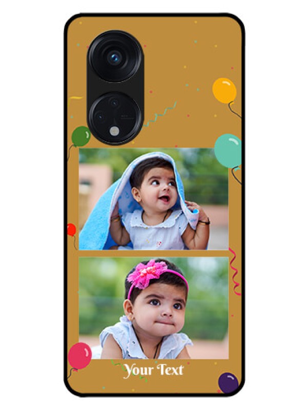 Custom Oppo Reno 8T 5G Personalized Glass Phone Case - Image Holder with Birthday Celebrations Design
