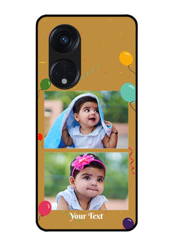 Oppo Reno 8T 5G Personalized Glass Phone Case - Image Holder with Birthday Celebrations Design