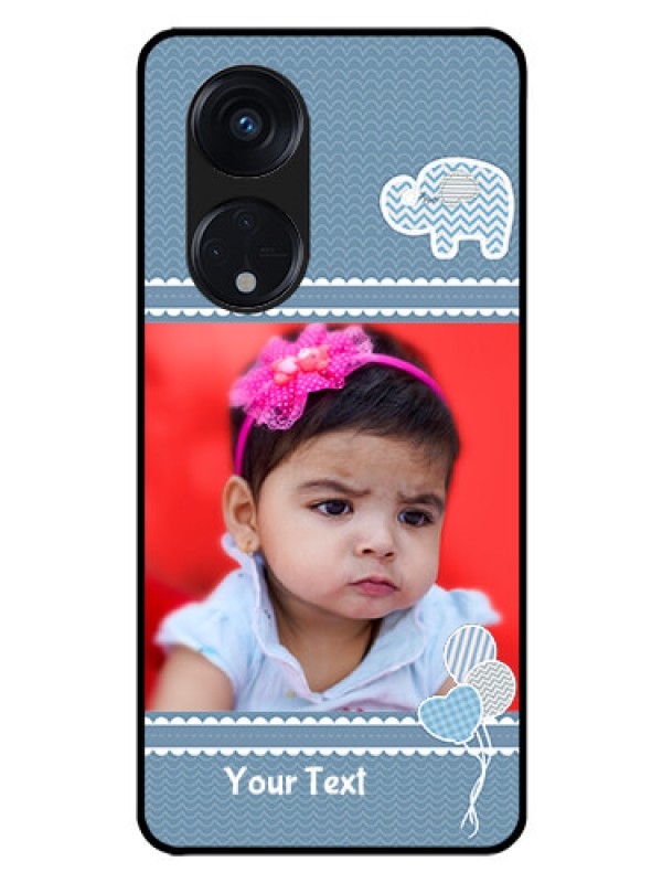 Custom Oppo Reno 8T 5G Photo Printing on Glass Case - with Kids Pattern Design