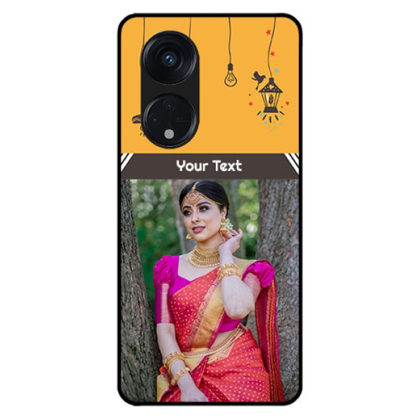 Oppo Reno 8T 5G Custom Glass Mobile Case - with Family Picture and Icons Oppo Reno 8T 5G Custom Glass Mobile Case - with Family Picture and Icons