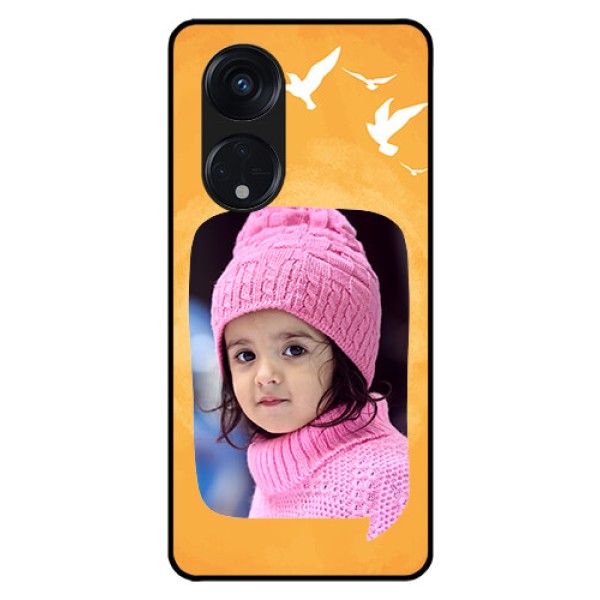 Oppo Reno 8T 5G Personalized Glass Phone Case - Water Color Design with Bird Icons Oppo Reno 8T 5G Personalized Glass Phone Case - Water Color Design with Bird Icons