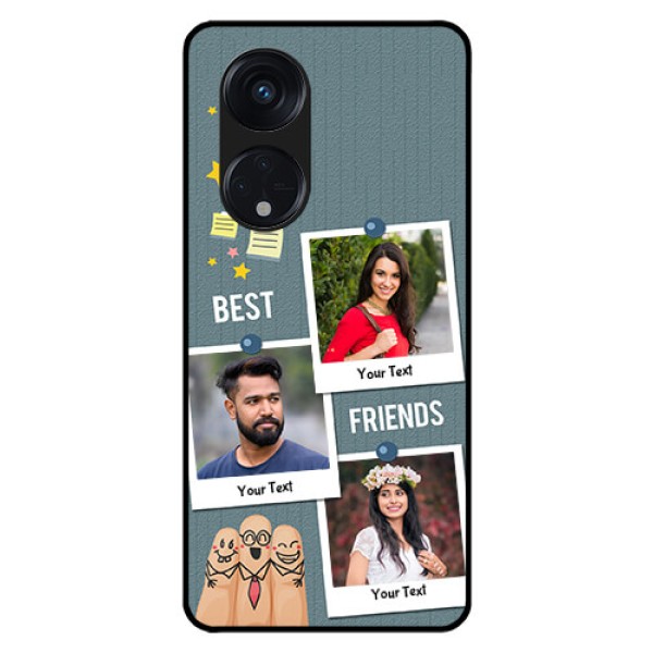 Oppo Reno 8T 5G Personalized Glass Phone Case - Sticky Frames and Friendship Design Oppo Reno 8T 5G Personalized Glass Phone Case - Sticky Frames and Friendship Design