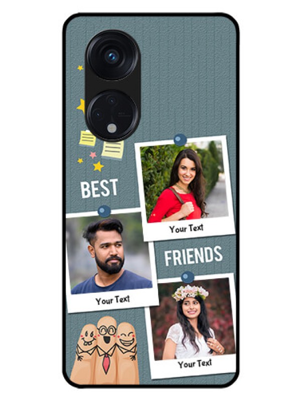 Custom Oppo Reno 8T 5G Personalized Glass Phone Case - Sticky Frames and Friendship Design