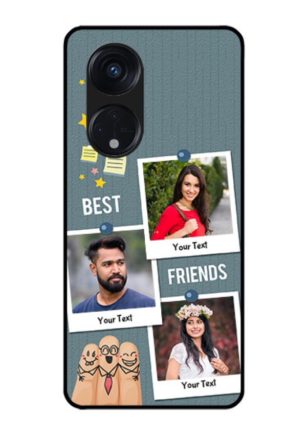 Oppo Reno 8T 5G Personalized Glass Phone Case - Sticky Frames and Friendship Design