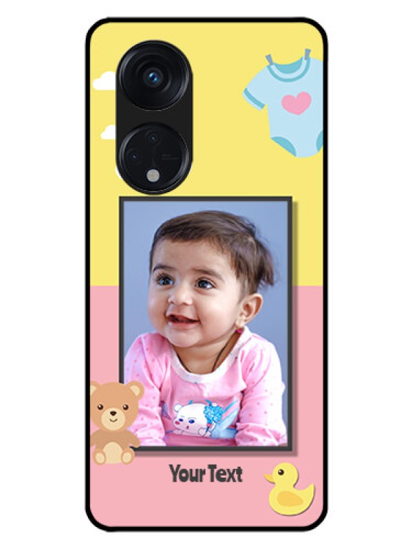 Custom Oppo Reno 8T 5G Photo Printing on Glass Case - Kids 2 Color Design
