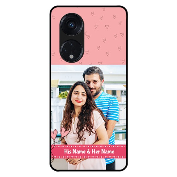 Oppo Reno 8T 5G Personalized Glass Phone Case - Love Design Peach Color