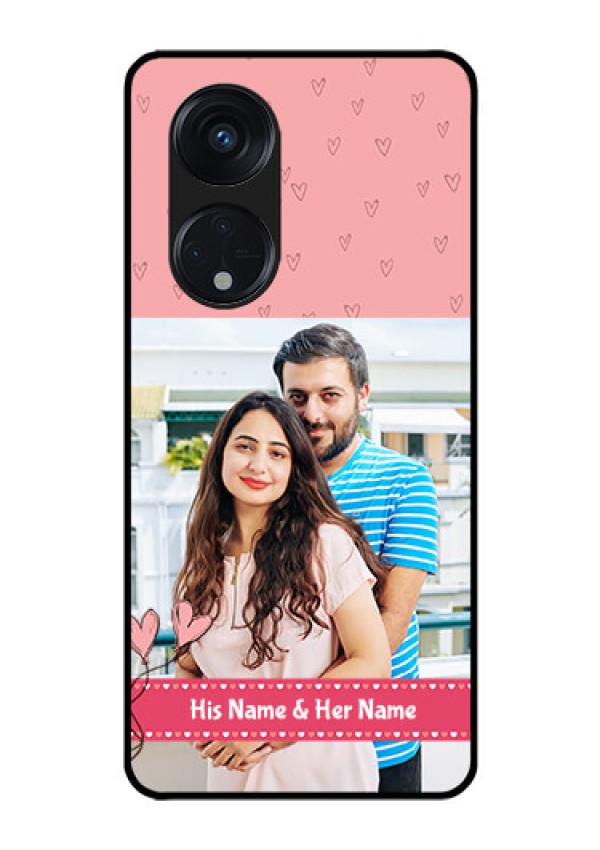 Oppo Reno 8T 5G Personalized Glass Phone Case - Love Design Peach Color