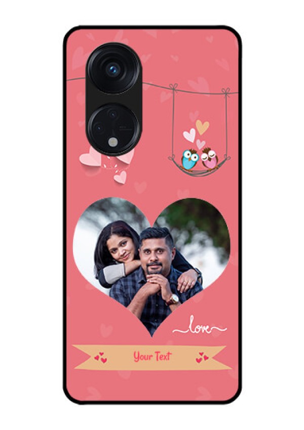 Oppo Reno 8T 5G Personalized Glass Phone Case - Peach Color Love Design