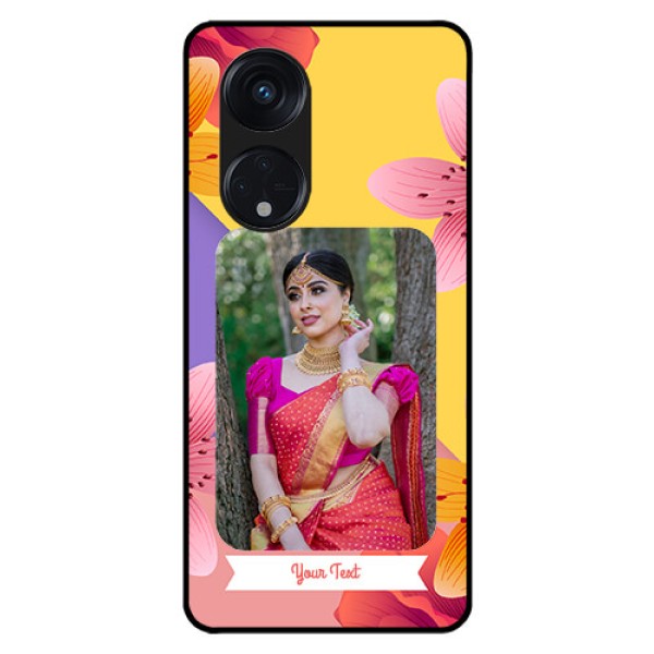 Oppo Reno 8T 5G Custom Glass Mobile Case - 3 Image With Vintage Floral Design Oppo Reno 8T 5G Custom Glass Mobile Case - 3 Image With Vintage Floral Design