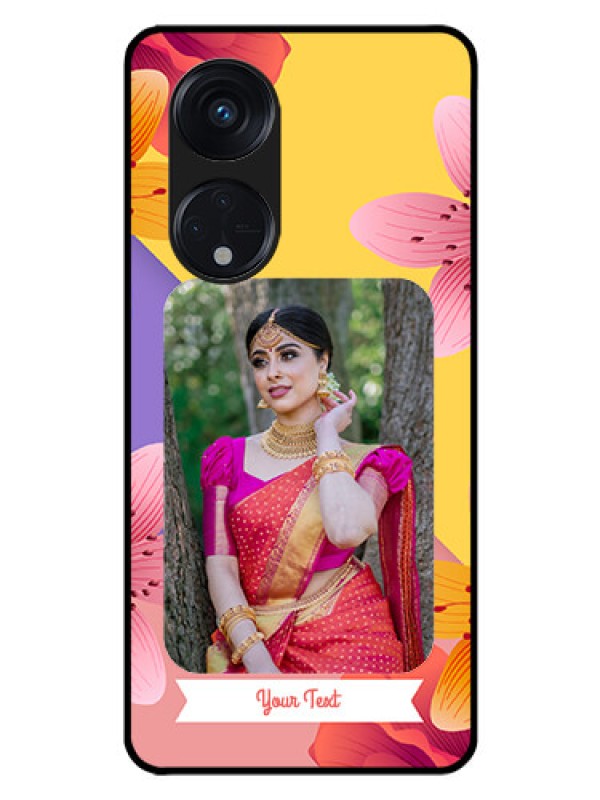 Custom Oppo Reno 8T 5G Custom Glass Mobile Case - 3 Image With Vintage Floral Design