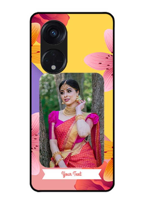 Oppo Reno 8T 5G Custom Glass Mobile Case - 3 Image With Vintage Floral Design