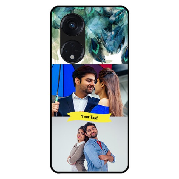 Oppo Reno 8T 5G Personalized Glass Phone Case - Image with Boho Peacock Feather Design Oppo Reno 8T 5G Personalized Glass Phone Case - Image with Boho Peacock Feather Design