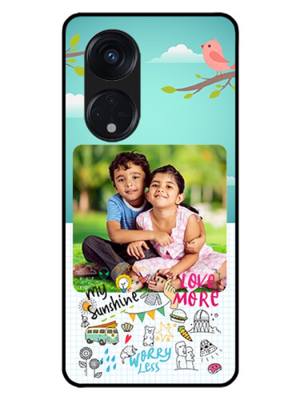 Custom Oppo Reno 8T 5G Photo Printing on Glass Case - Doodle love Design