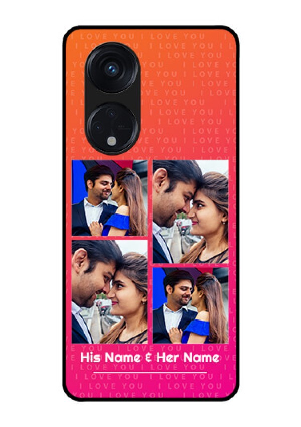 Oppo Reno 8T 5G Custom Glass Phone Case - I Love You Pink Design