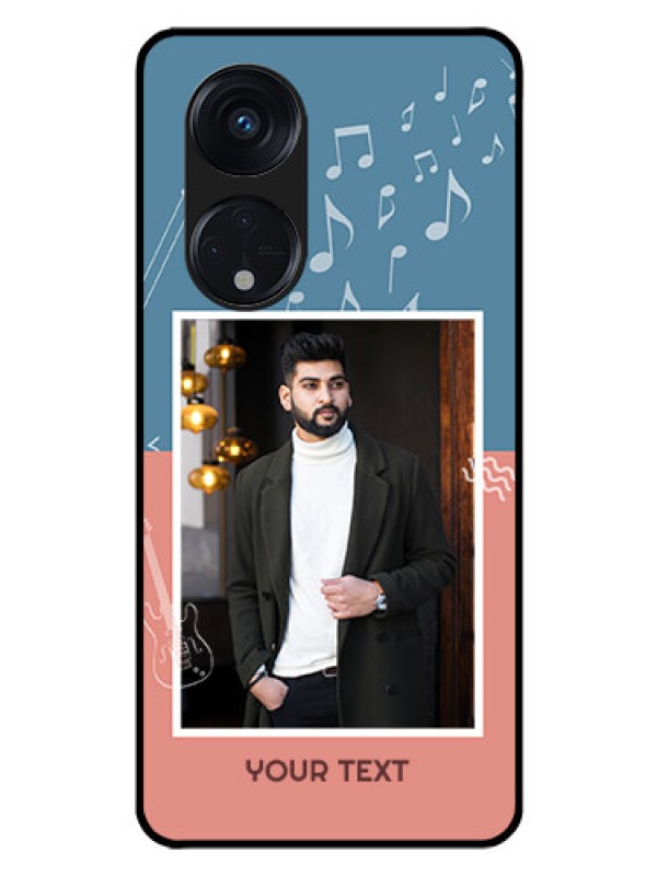 Custom Oppo Reno 8T 5G Photo Printing on Glass Case - with Color Musical Note Design