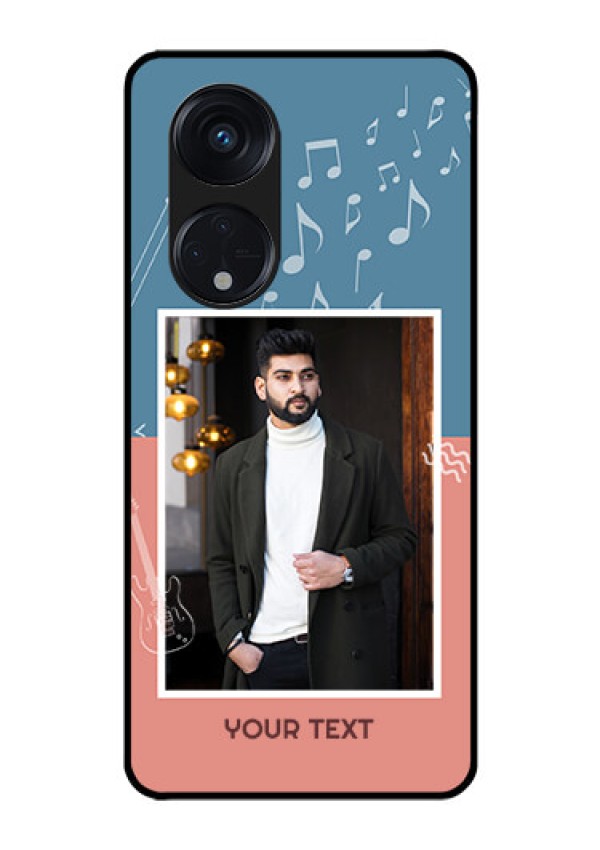 Oppo Reno 8T 5G Photo Printing on Glass Case - with Color Musical Note Design