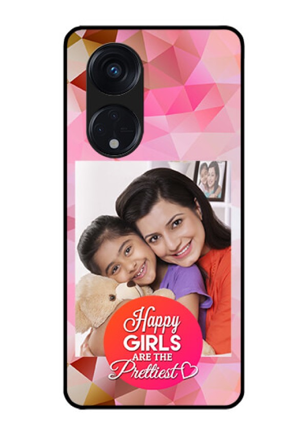 Oppo Reno 8T 5G Photo Printing on Glass Case - Abstract Triangle Design