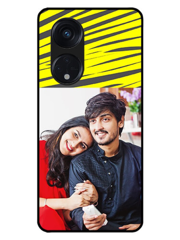 Custom Oppo Reno 8T 5G Photo Printing on Glass Case - Yellow Abstract Design