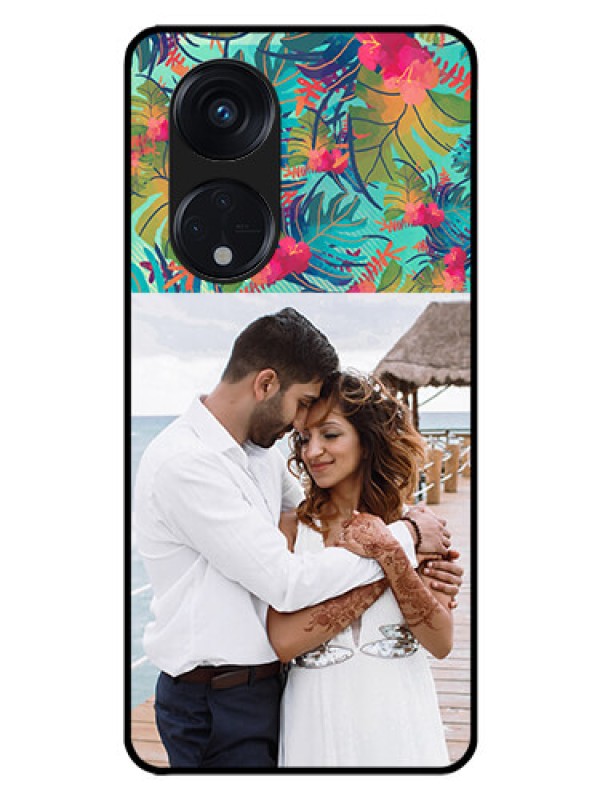 Custom Oppo Reno 8T 5G Photo Printing on Glass Case - Watercolor Floral Design