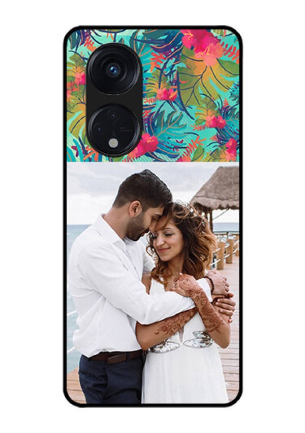 Oppo Reno 8T 5G Photo Printing on Glass Case - Watercolor Floral Design
