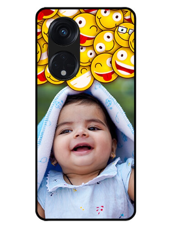 Custom Oppo Reno 8T 5G Custom Glass Mobile Case - with Smiley Emoji Design