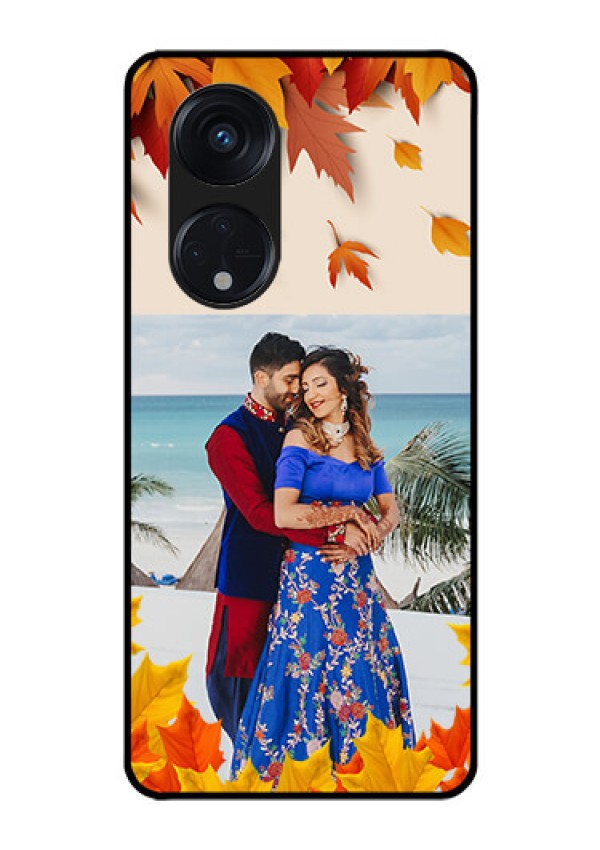 Oppo Reno 8T 5G Photo Printing on Glass Case - Autumn Maple Leaves Design